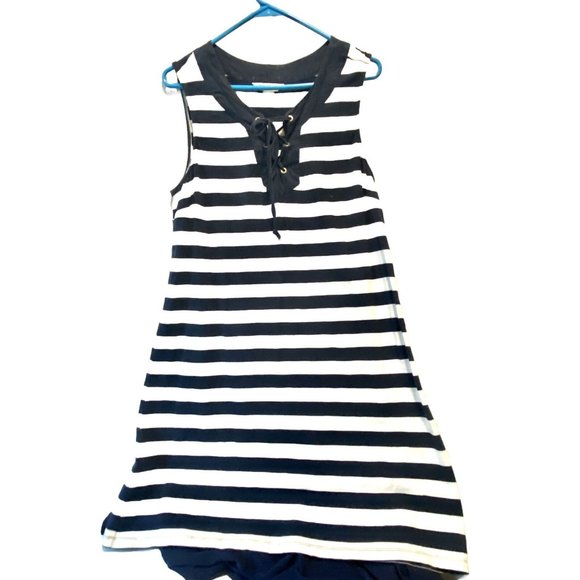 Tommy Bahama Blue White Striped Dress W Blue Chicos Cardigan Fits Like Medium - Picture 2 of 9